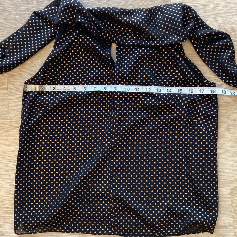 NWT Jason Wu Black & Gold Polka Dot Tie-Back Blouse | Draped Neck Sleeveless Top - Picture 11 of 11